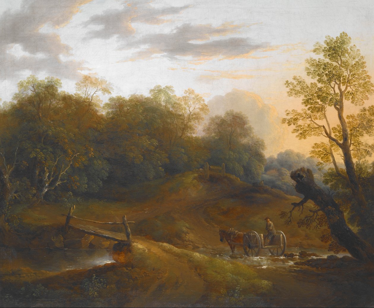 Pony Cart Crossing a Woodland Brook by II Barker Benjamin