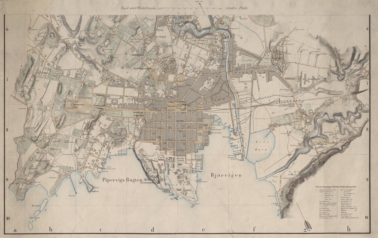 The Map was Published in (1861) and Shows Christiania by I.W.G. Næser