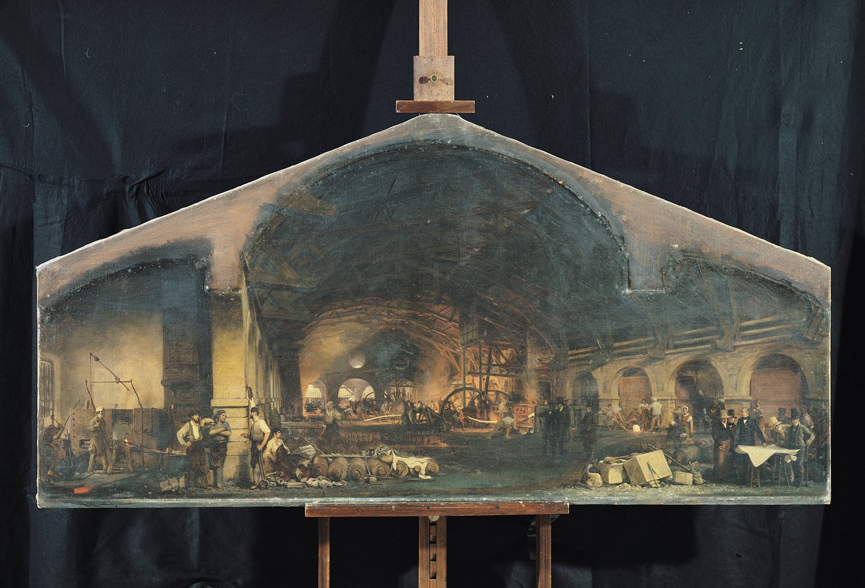 Interior of the Forge at Fourchambault by Ignace Francois Bonhomme