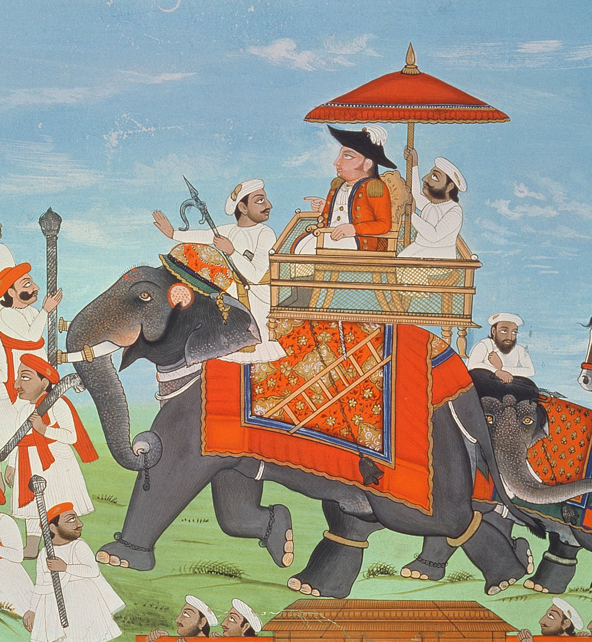 Colonel James Tod Travelling by Elephant through Rajasthan with his Cavalry and Sepoys (detail) by Indian School