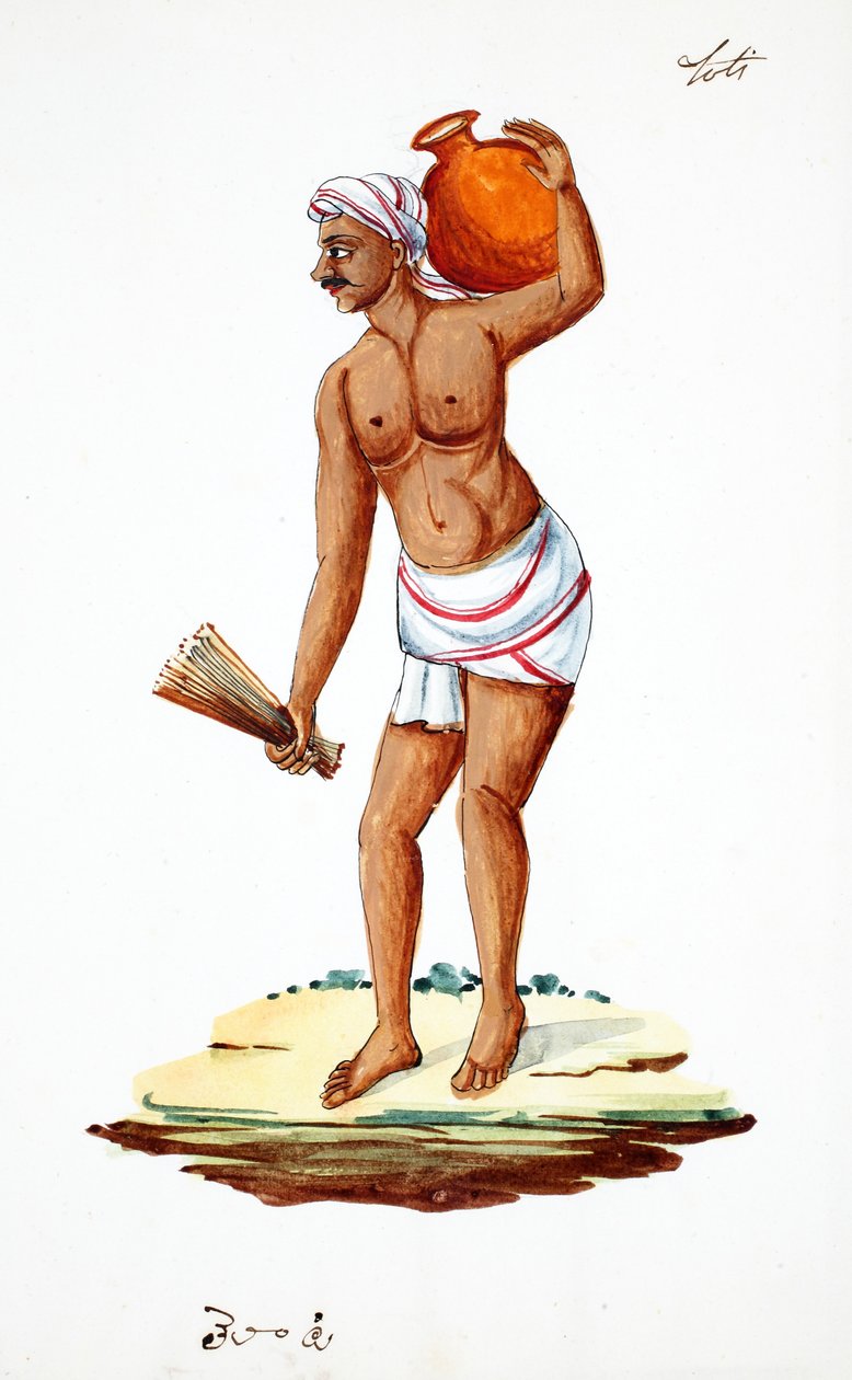Sweeper Carrying Water by Indian School