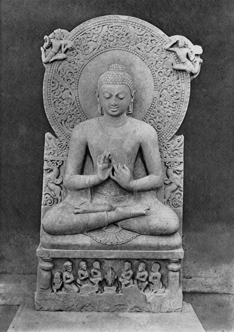 Teaching Buddha (Dharmacakra mudrā) (sandstone) by Indian School