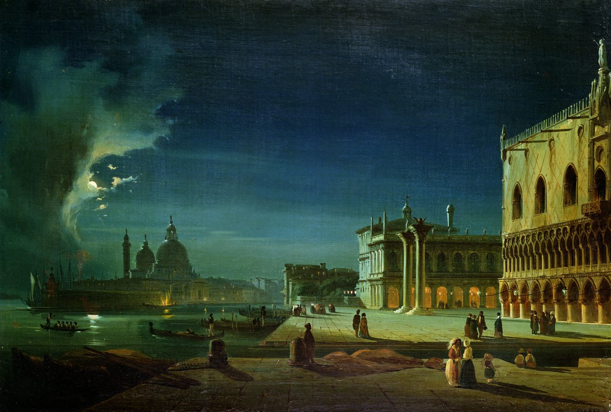 Venice by Moonlight by Ippolito Caffi