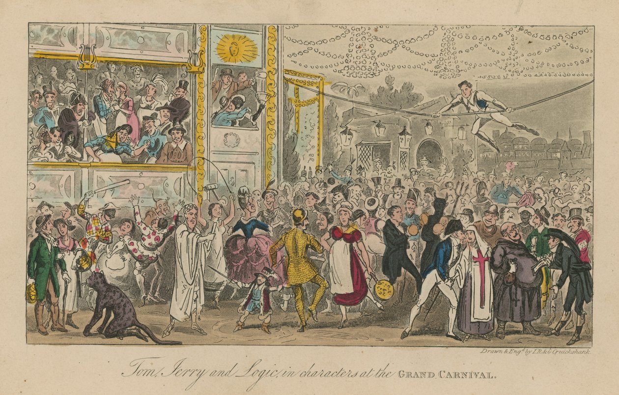 Tom Jerry and Logic in characters at the grand carnival by Isaac, Robert and George Cruikshank