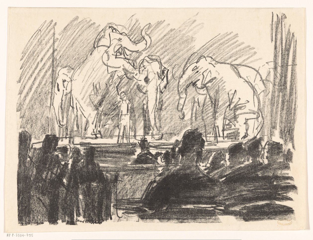 Elephants Performing on a Stage by Isaac Israels