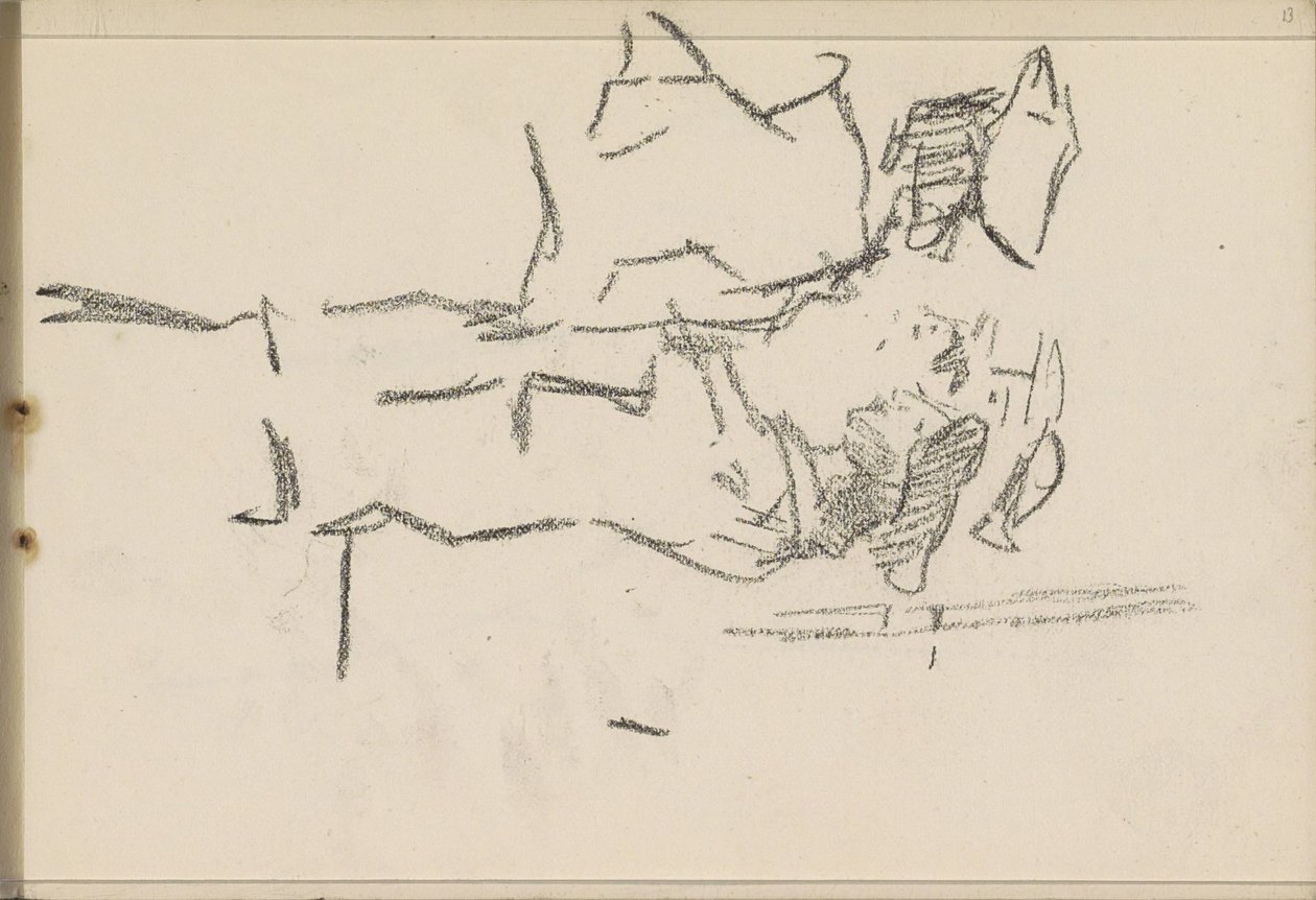 Four Figures with Headgear, in Profile by Isaac Israels