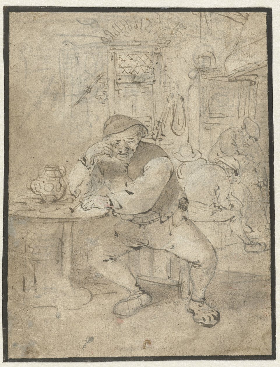 Seated Farmer Leaning on a Small Table by Isaac van Ostade