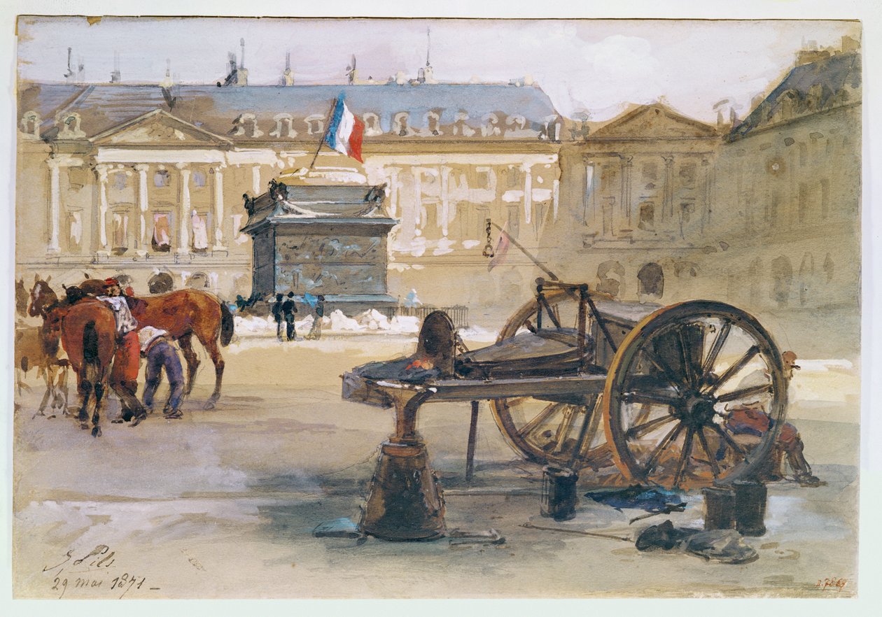 Paris Commune: The Fall of the Vendome Column, 29th May 1871 by Isidore Pils