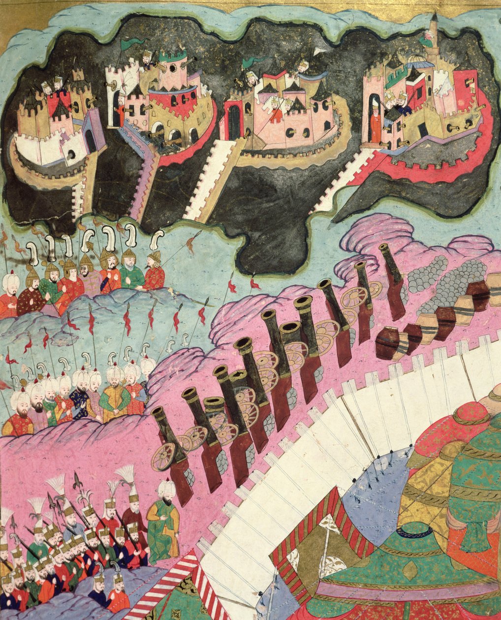 Siege of a Christian Fortress, (detail), illustration from 