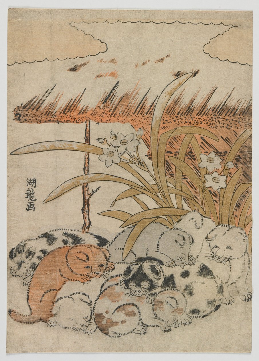 Puppies in the Snow, Edo period, 1778 by Isoda Koryusai