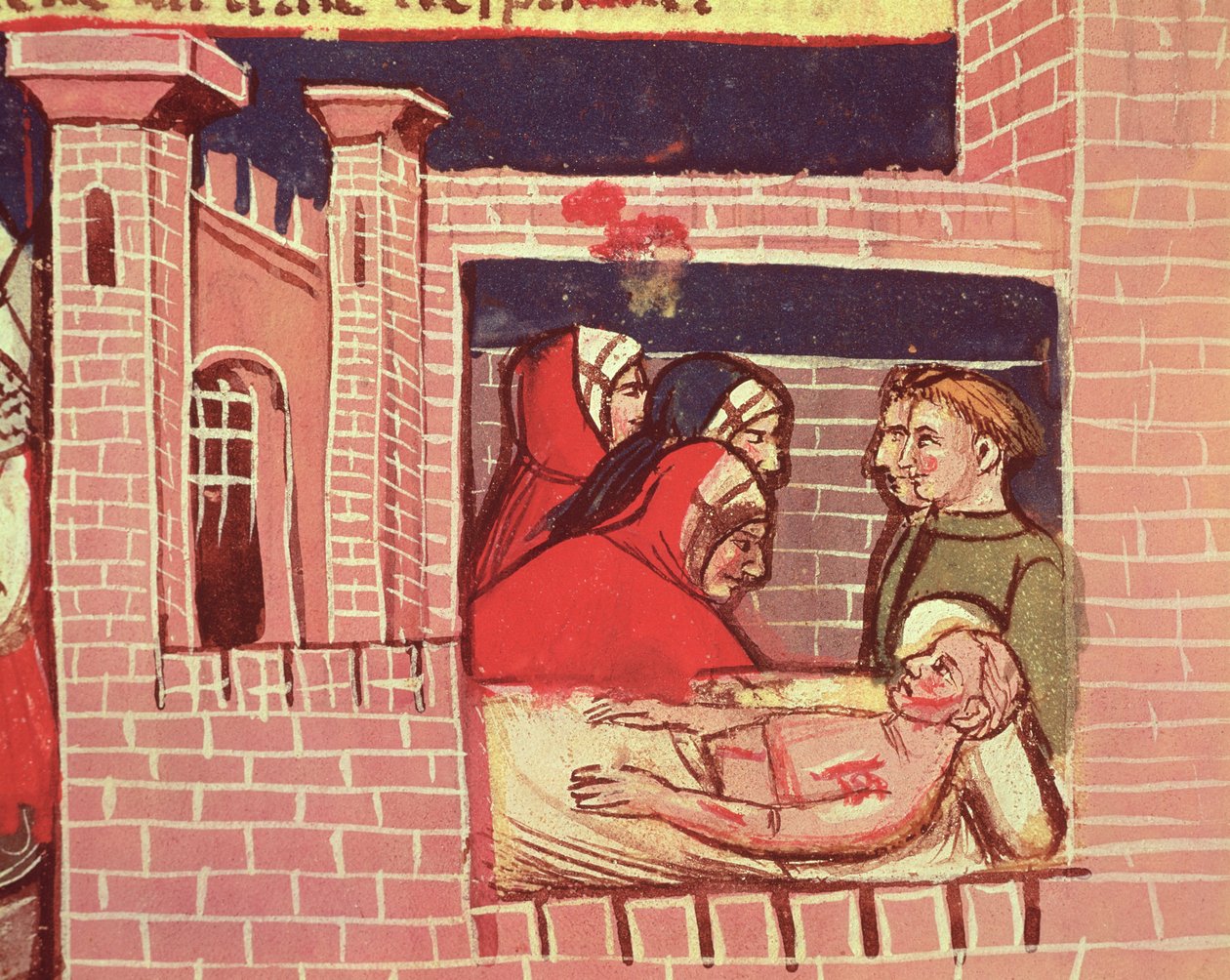 Caring for an Injured Man in a Castle, from a Venetian Codex by Italian School