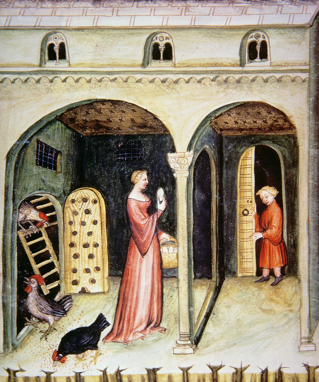 Rearing Hens (illustration from Tacuinum Sanitatis Codex Vindobonensis) by Italian School