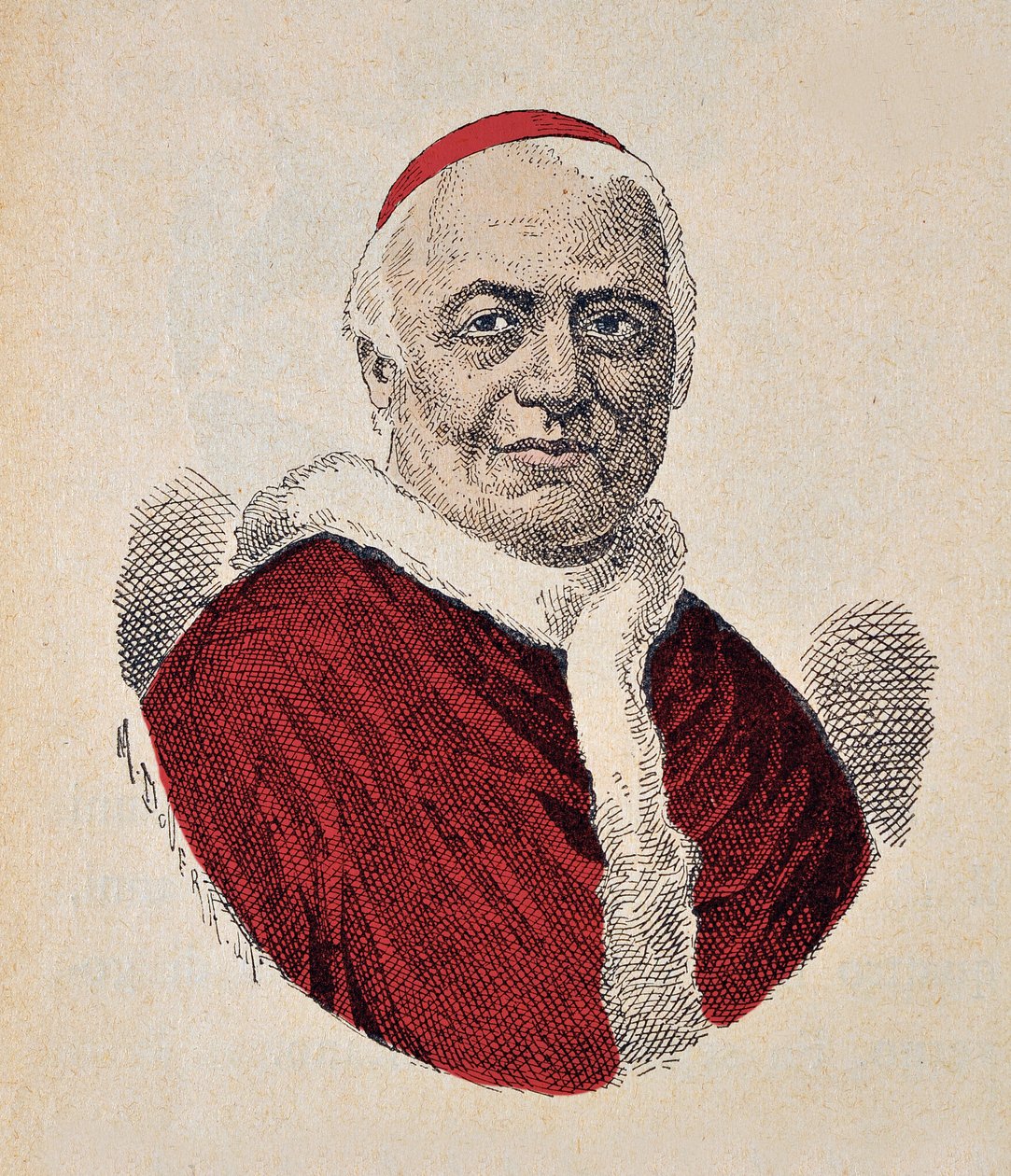 Portrait of Pope Pius IX (1846-1878) (engraving with later colouration) by Italian School