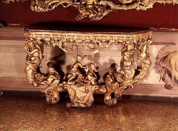 Table with carved cherubs, Rococo style, c.1730 by Italian School