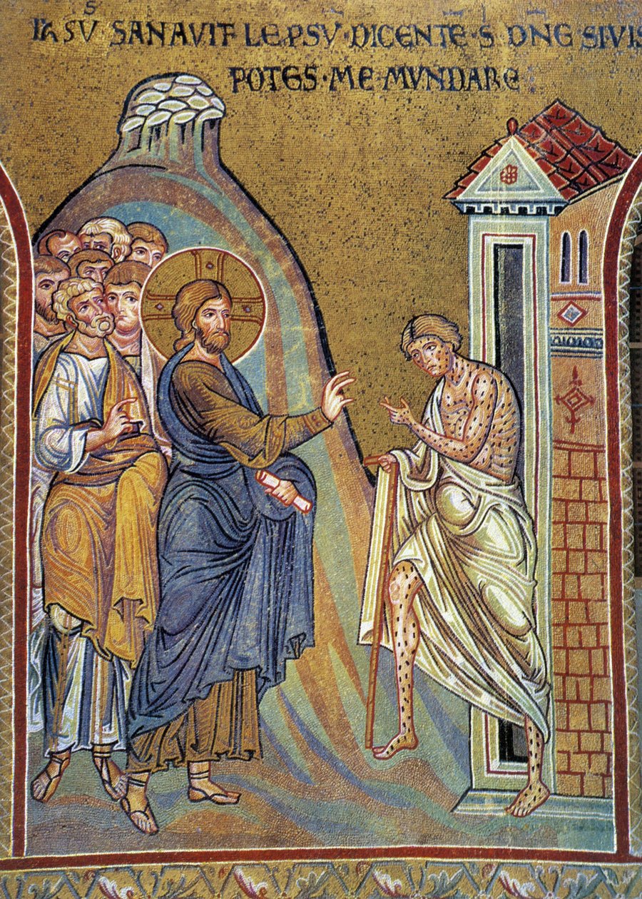 Healing the leper - mosaic, Monreale, Italy by Italian School