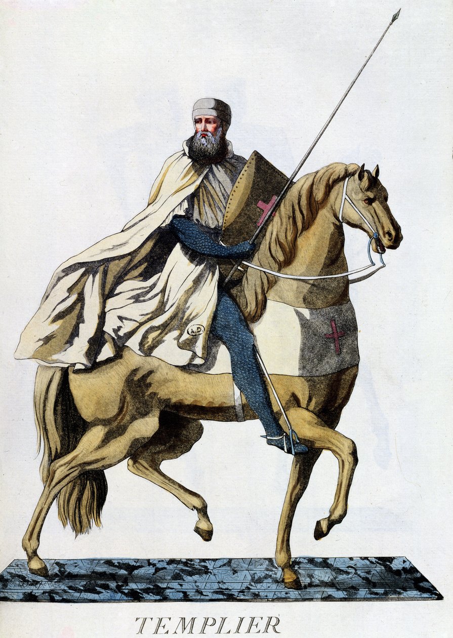 Mounted Knight Templar in Battledress by Italian School