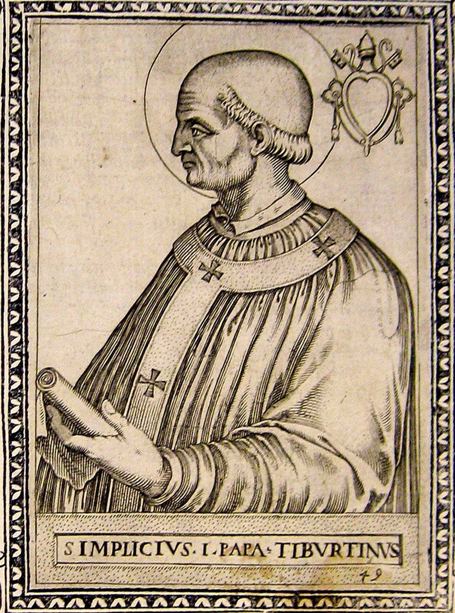 Portrait of Pope Simplicius, c.1760 (engraving) by Italian School
