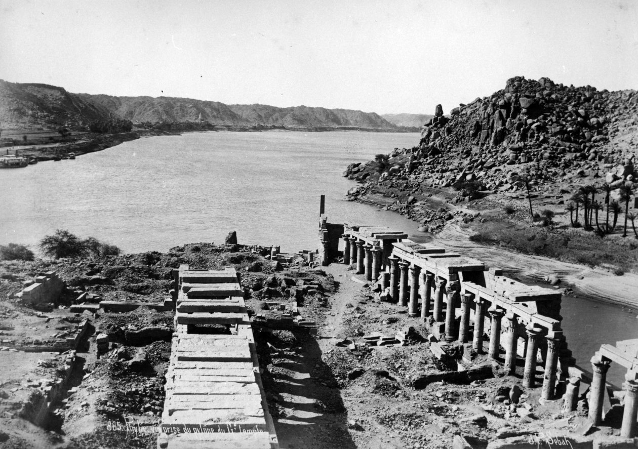 Philae, taken from the pylon of the Great Temple, c.1880 by J. Pascal Sebah