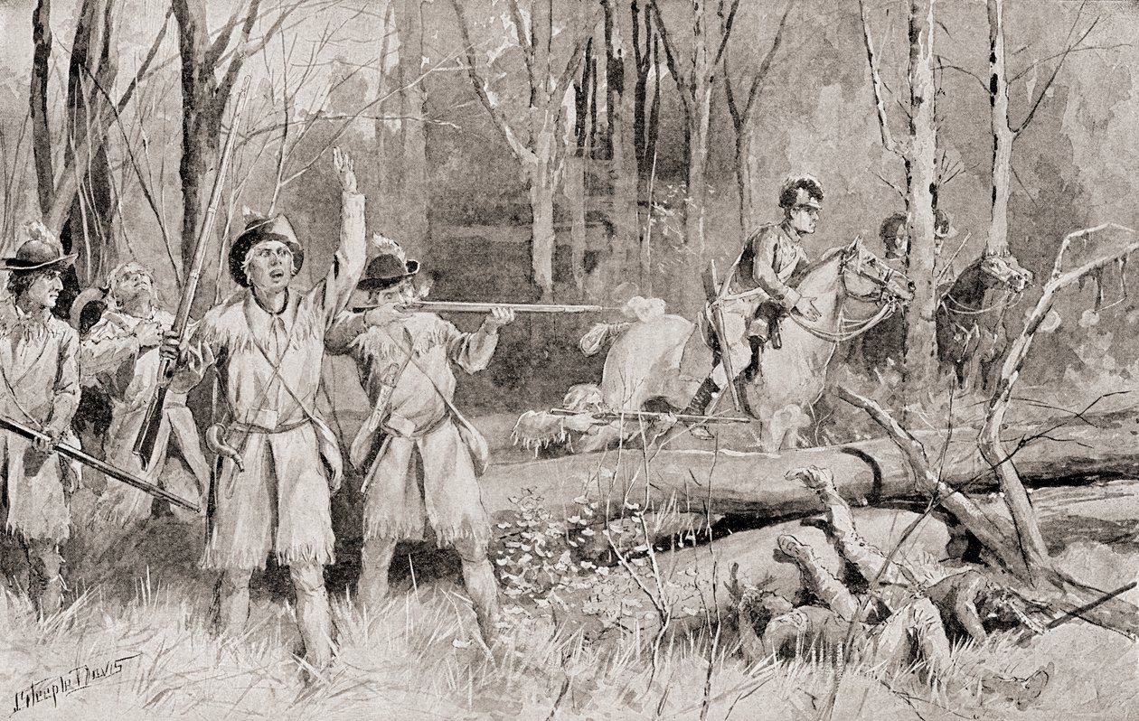 The Battle of Fallen Timbers, August 20, 1794, the final battle of the Northwest Indian War, from The History of Our Country, published 1905 by J. Steeple Davis