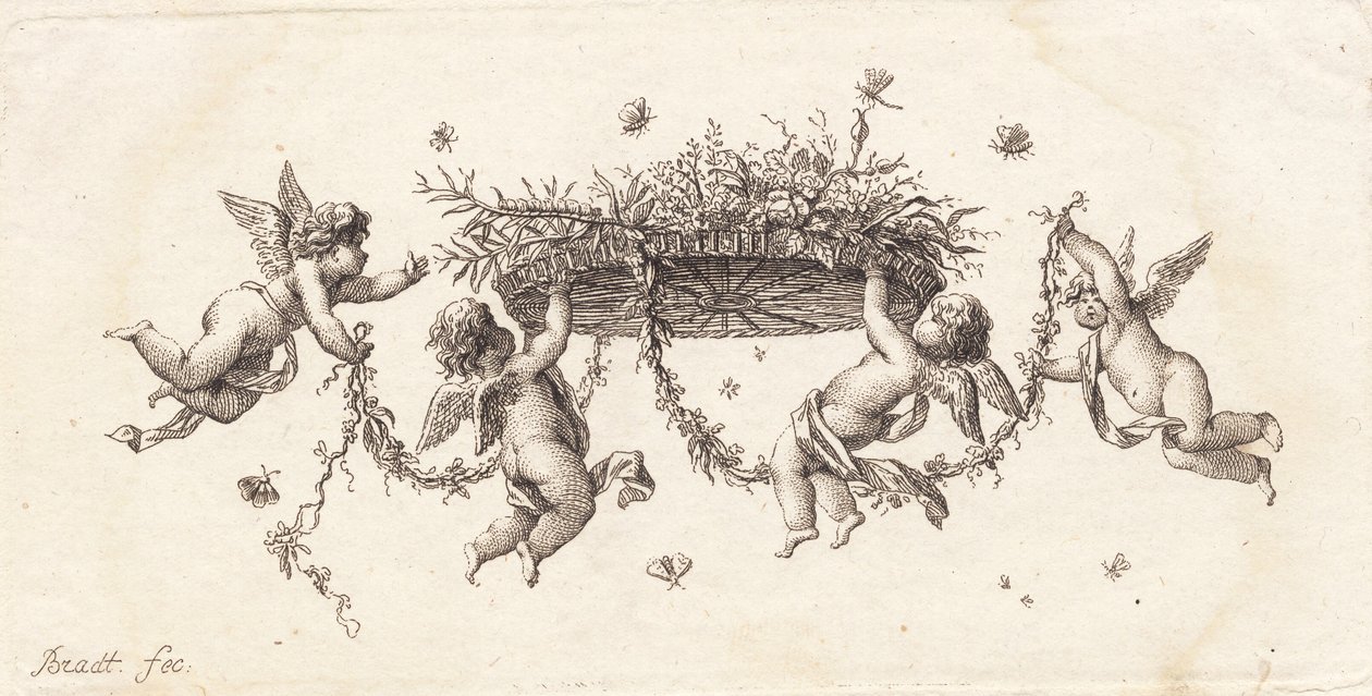 Vignette with Twisted Leaves and Ribbon by J.F. Clemens