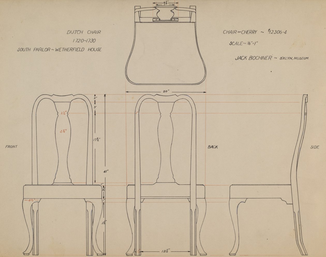 Drawing for Chair by Jack Bochner