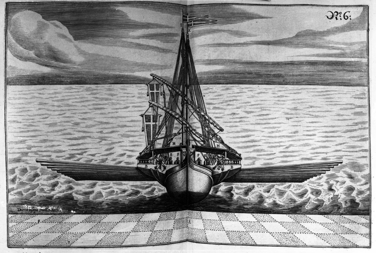 Front View of a Warship with Two Masts, Illustration from 