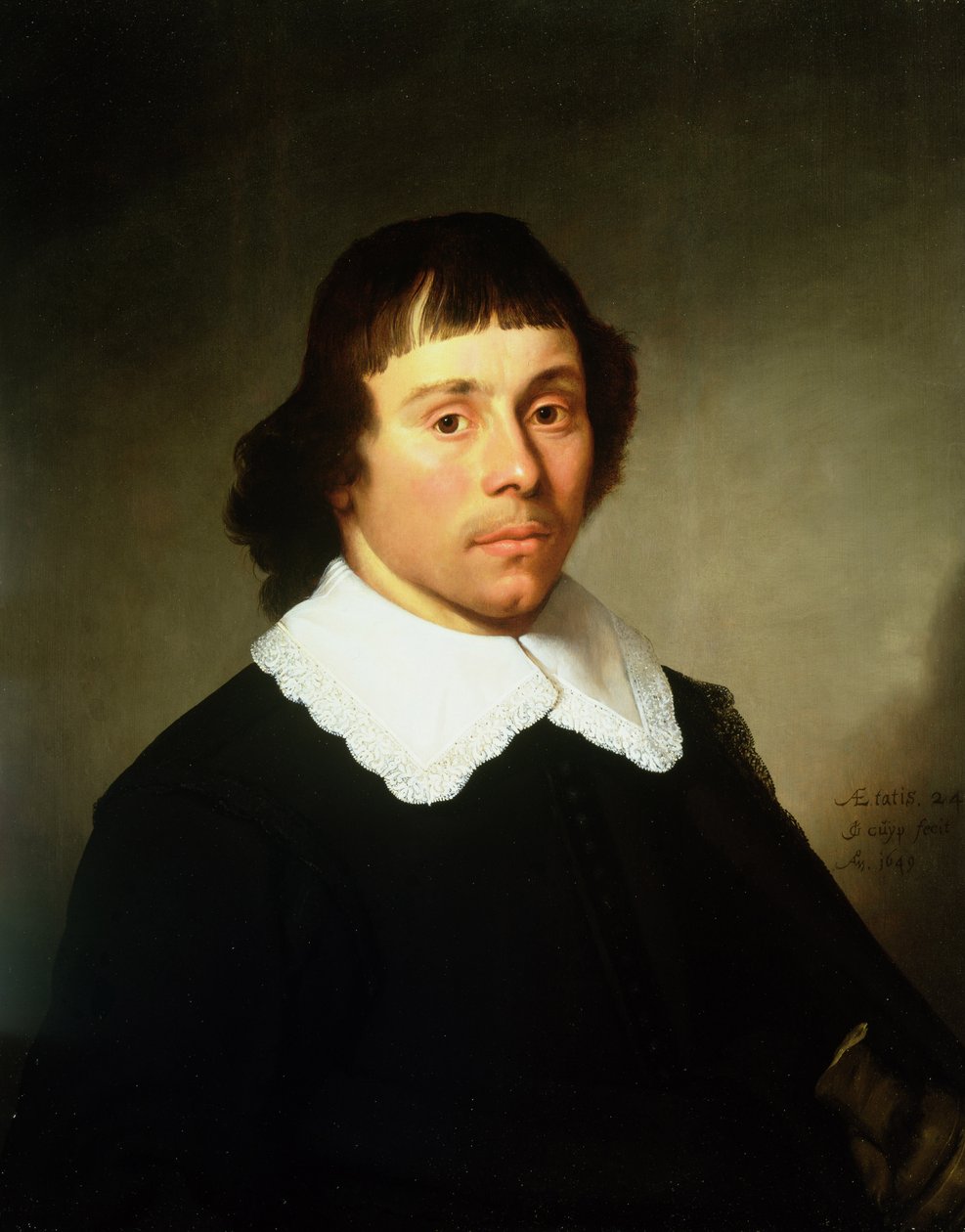 Portrait of a Young Man in a Black Costume with a White Lace Collar by Jacob Gerritsz Cuyp