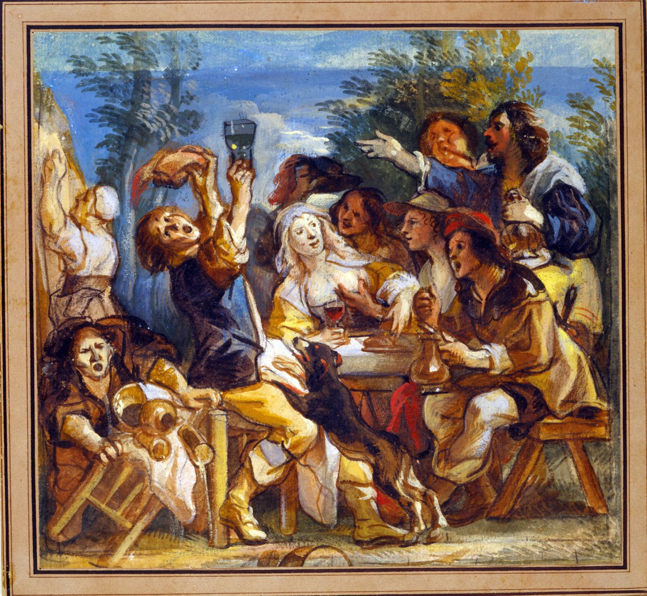A Party Drinking Outside an Inn by Jacob Jordaens