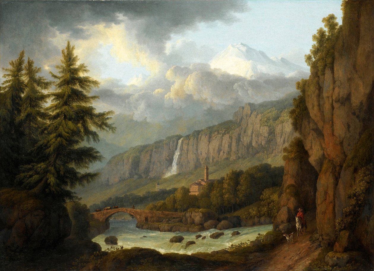 View of Giornico from the St. Gotthard Pass by Jacob Philipp Hackert