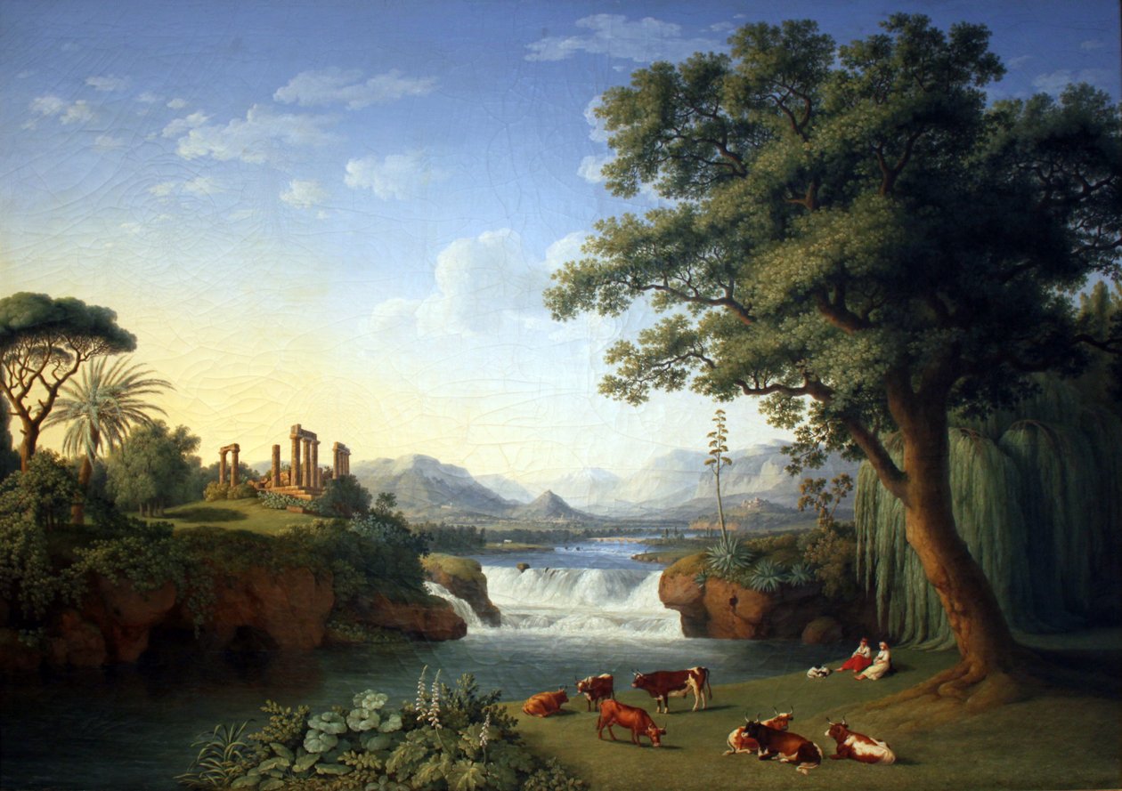 Ideal Landscape with Temple of Juno from Agrigentum by Jacob Philippe Hackert