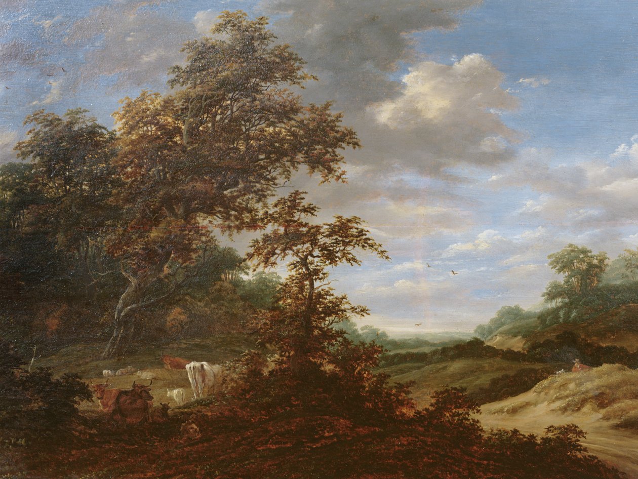 A Wooded Landscape with Cattle by Jacob van Ruisdael
