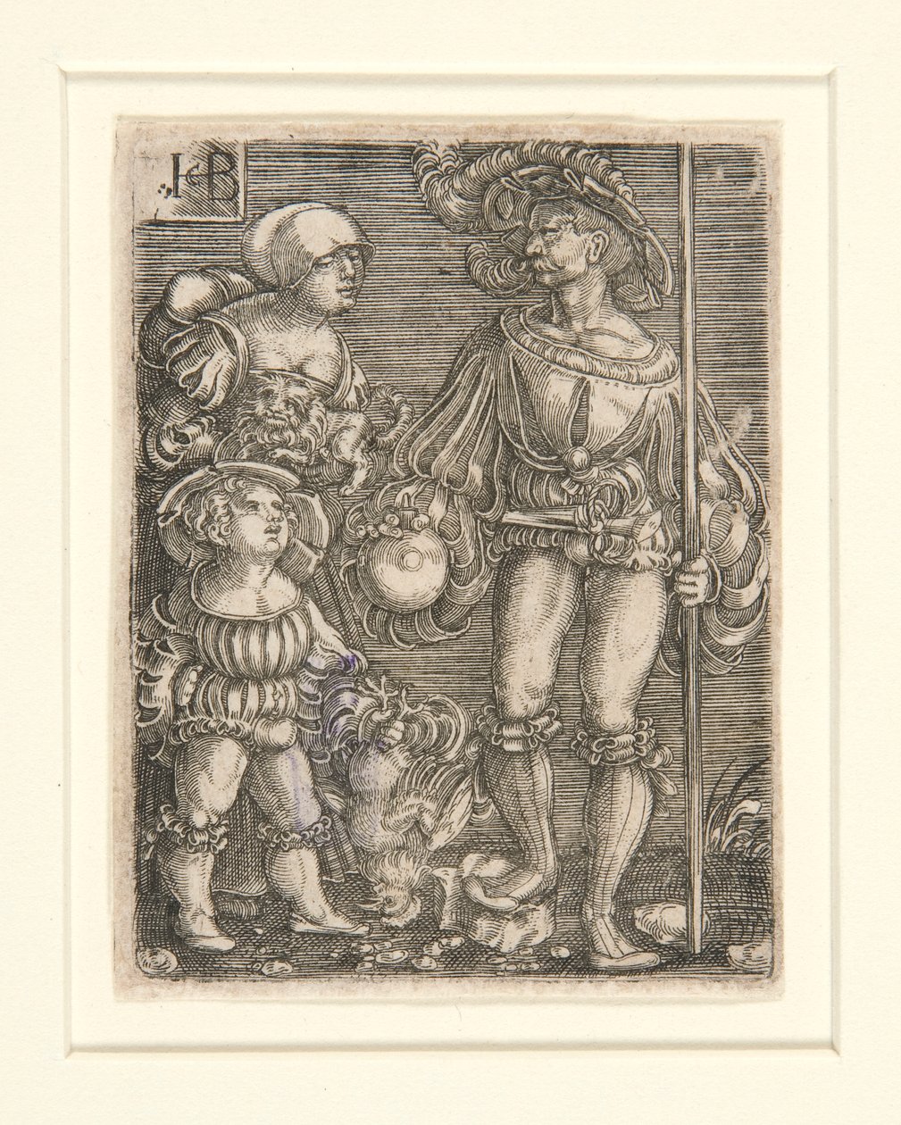 Foot Soldier with Woman and Child by Jacob Binck