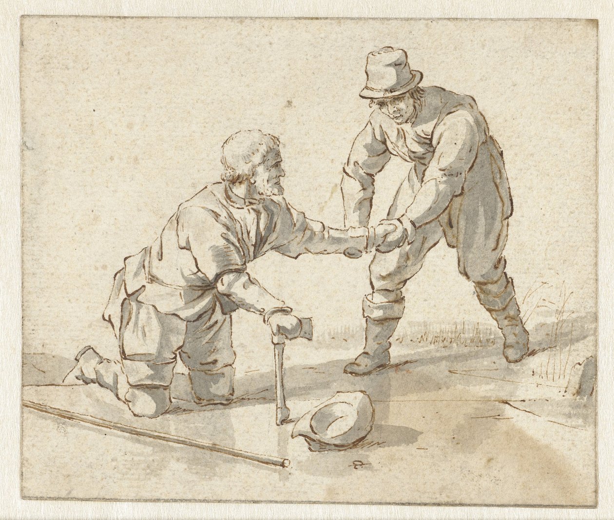 Two Men on the Ice by Jacob  Cats