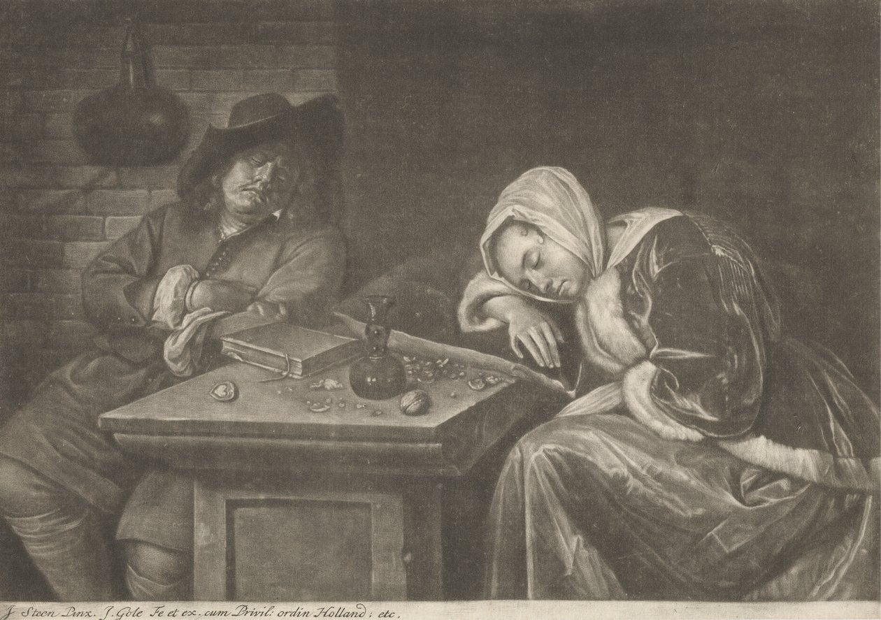 Man and His Wife Sleeping at Table by Jacob Gole