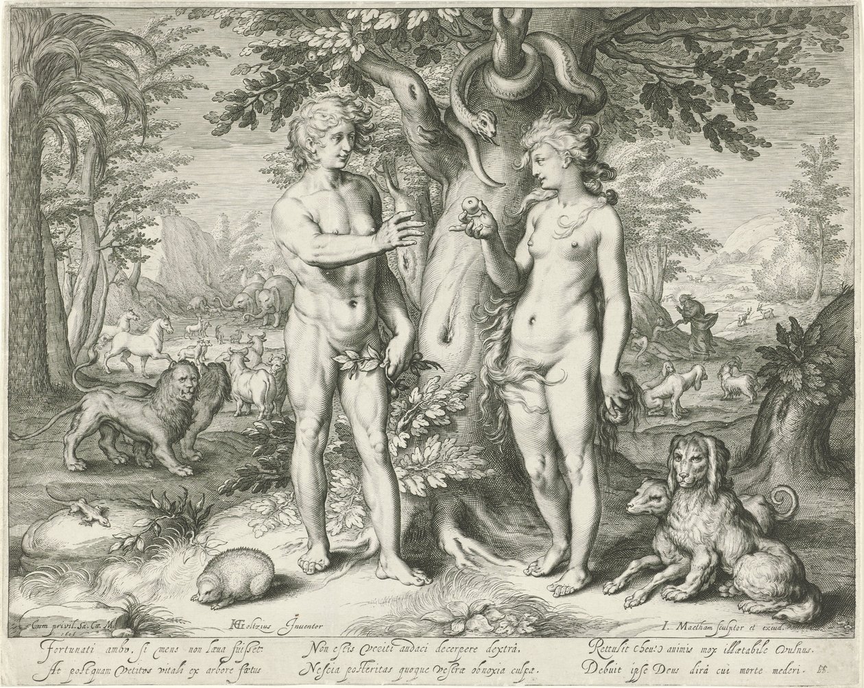 Adam and Eve in Paradise by Jacob Matham