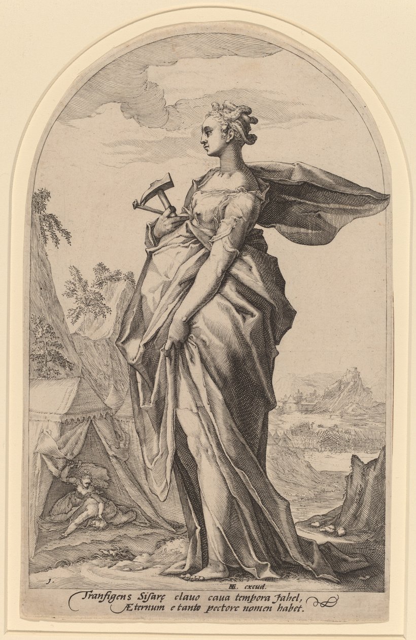 Jael and Sisera by Jacob Matham after Hendrik Goltzius