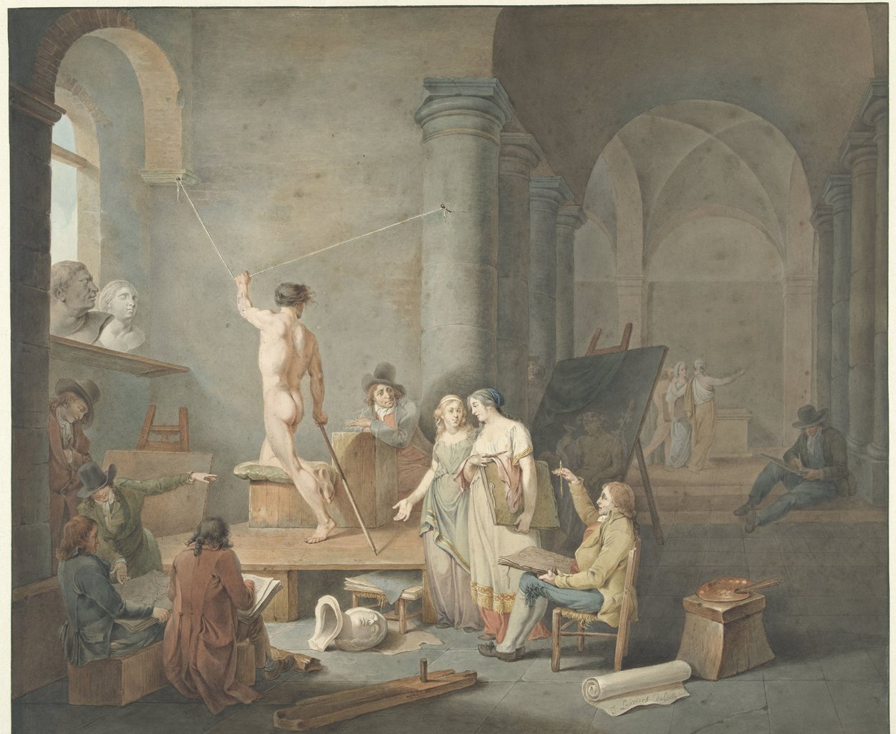 Model Drawing in an Old Building by Jacobus Johannes Lauwers