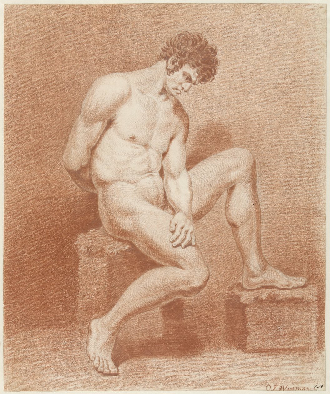 Seated Male Nude, Facing Right by Jacobus Wijsman