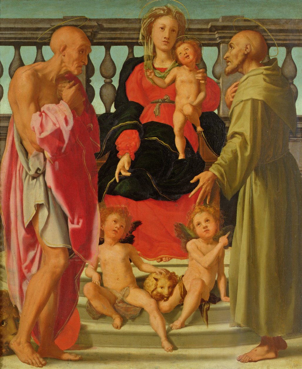 Madonna and Child with Angels and SS. Jerome and Francis by Jacopo Pontormo