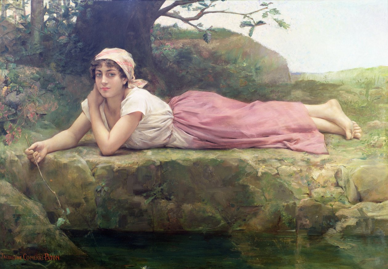 On the Banks of the River, 19th Century by Jacqueline Comerre Paton