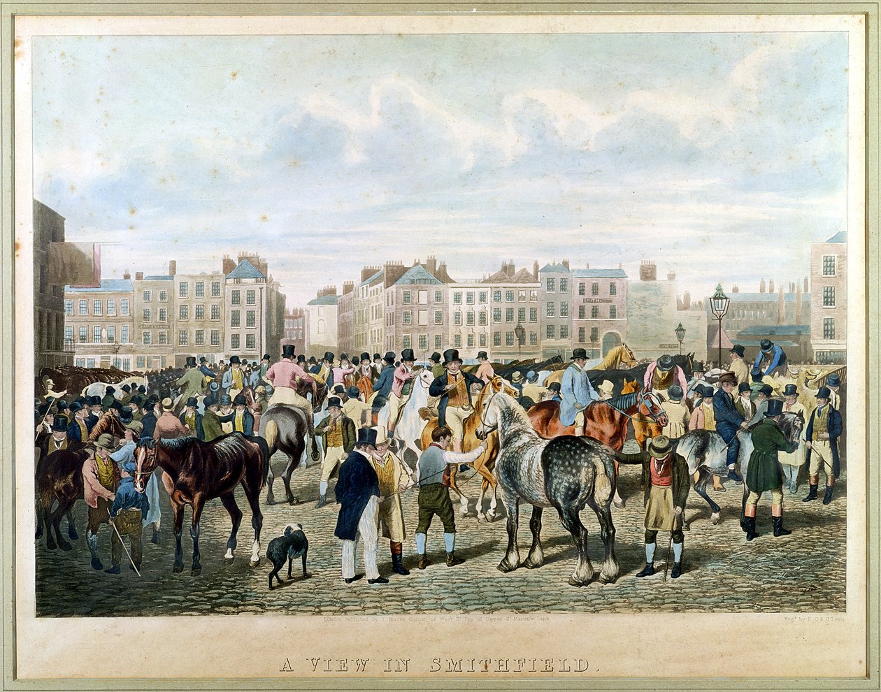 A View in Smithfield, engraved by F.C. and C. Lewis by Jacques Laurent Agasse