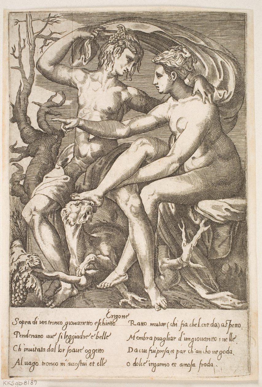 Bacchus and Erigone by Jacques Androuet Ducerceau d.Æ.