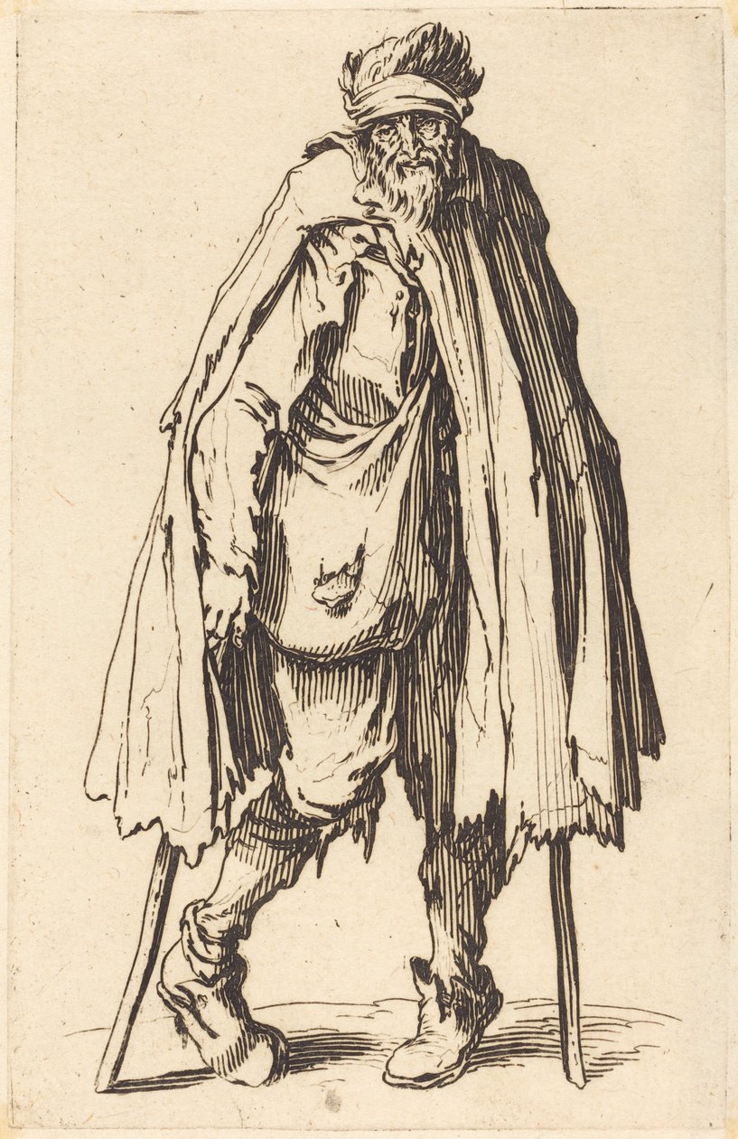 Beggar with Crutches and Sack by Jacques Callot