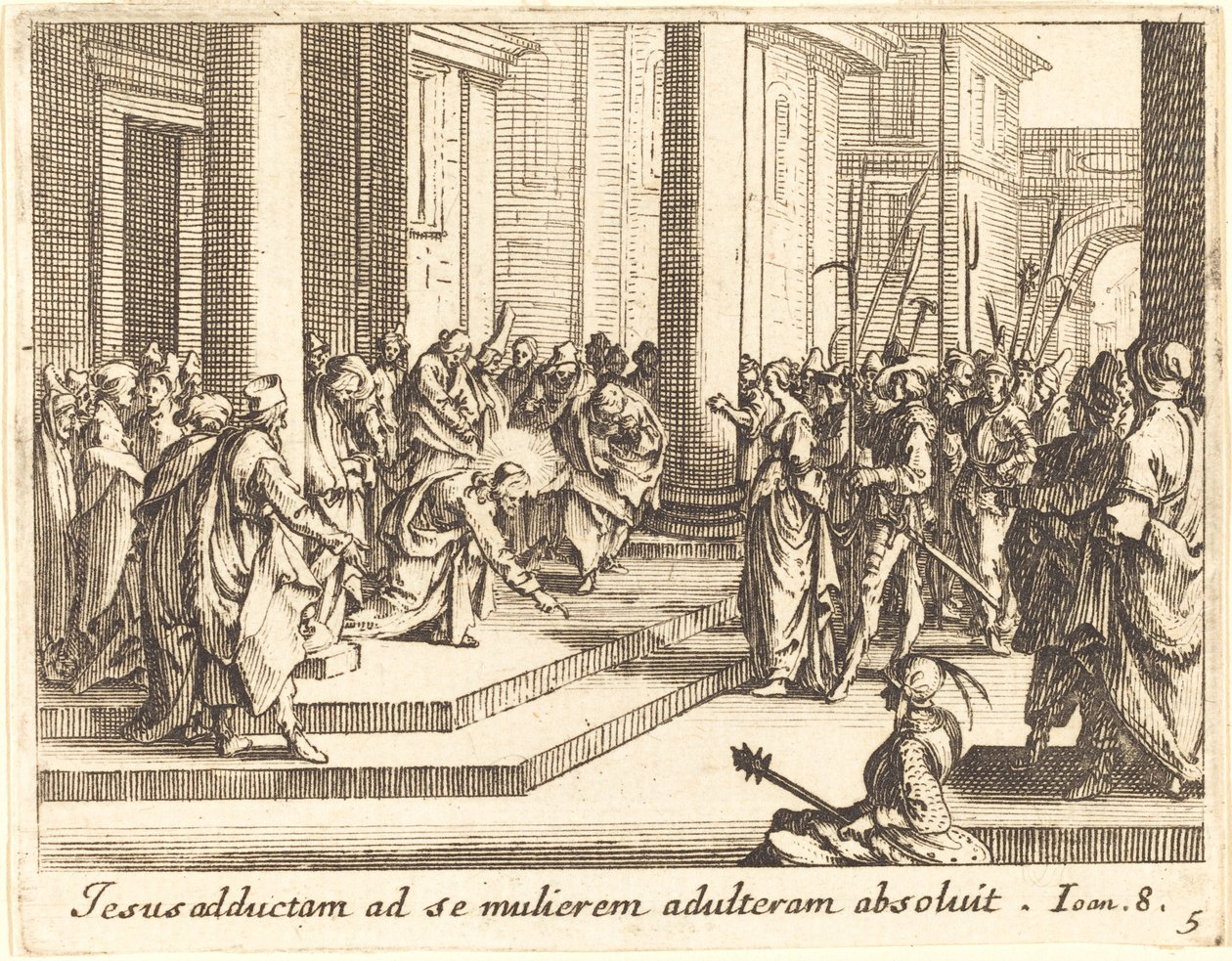 Christ and the Woman Taken in Adultery by Jacques Callot