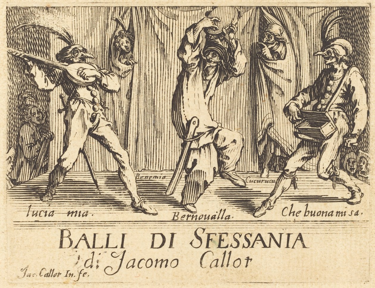 Frontispiece for "Balli di Sfessania" by Jacques Callot