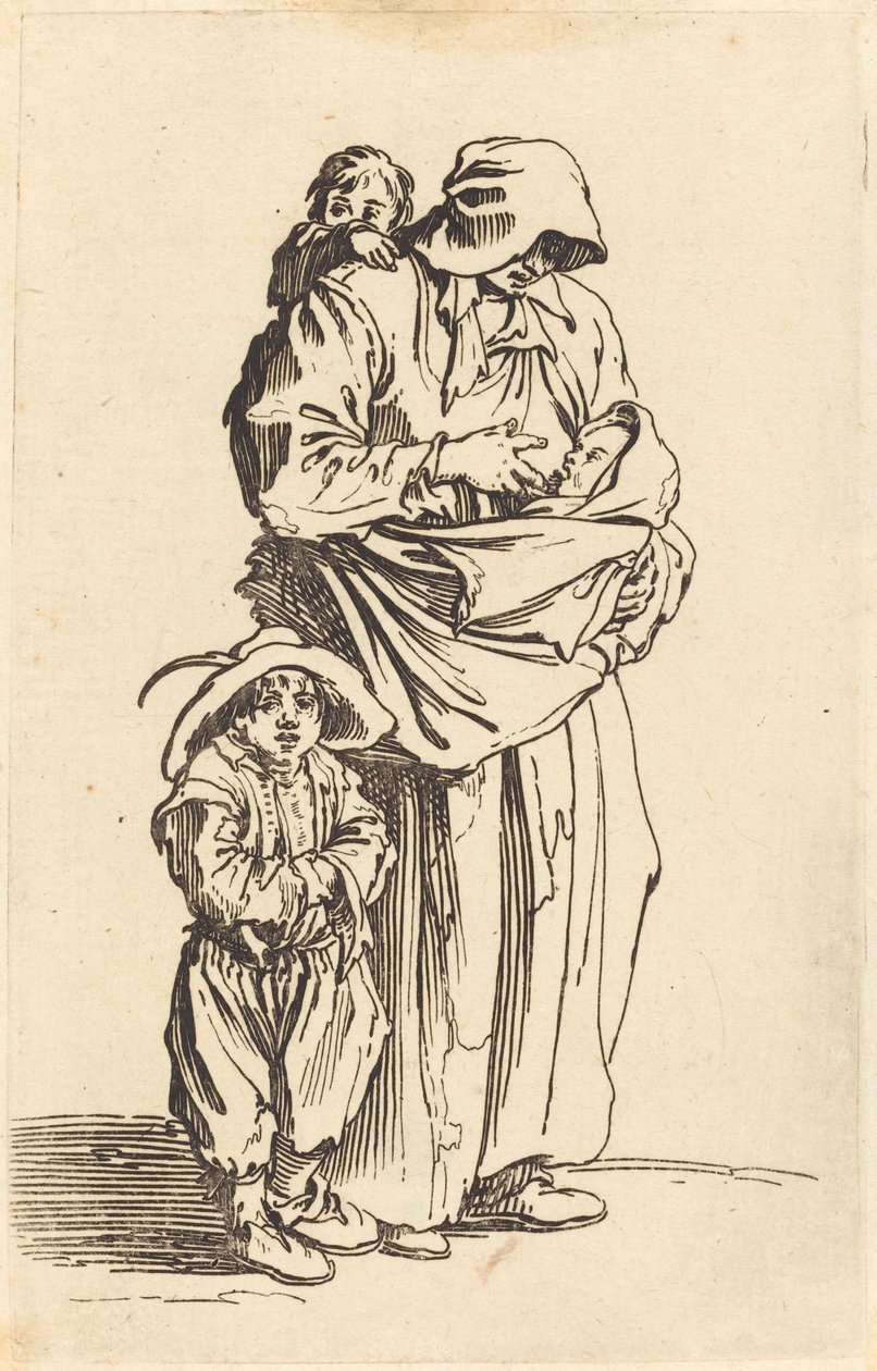 Mother and Three Children by Jacques Callot