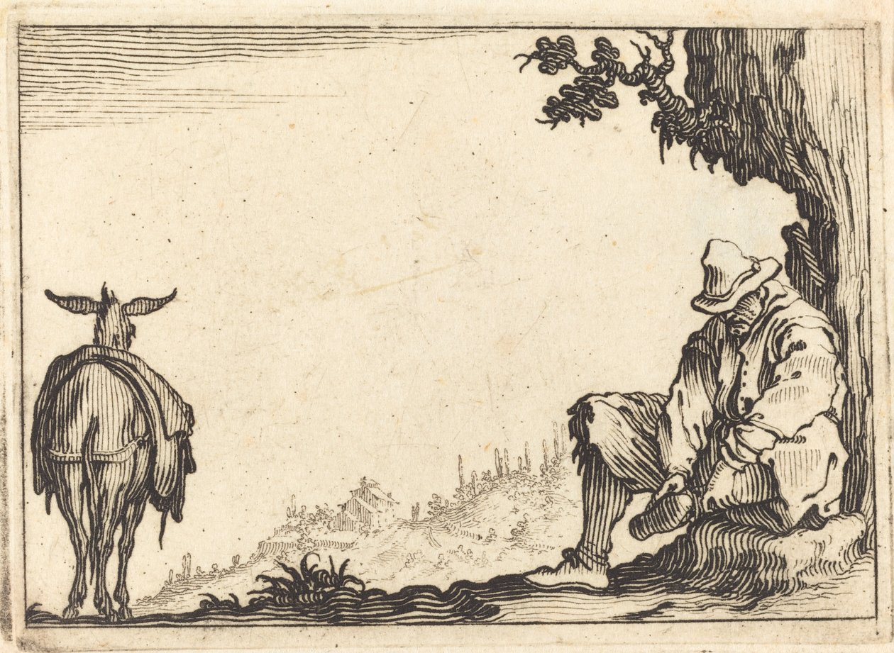 Peasant Removing His Shoe by Jacques Callot