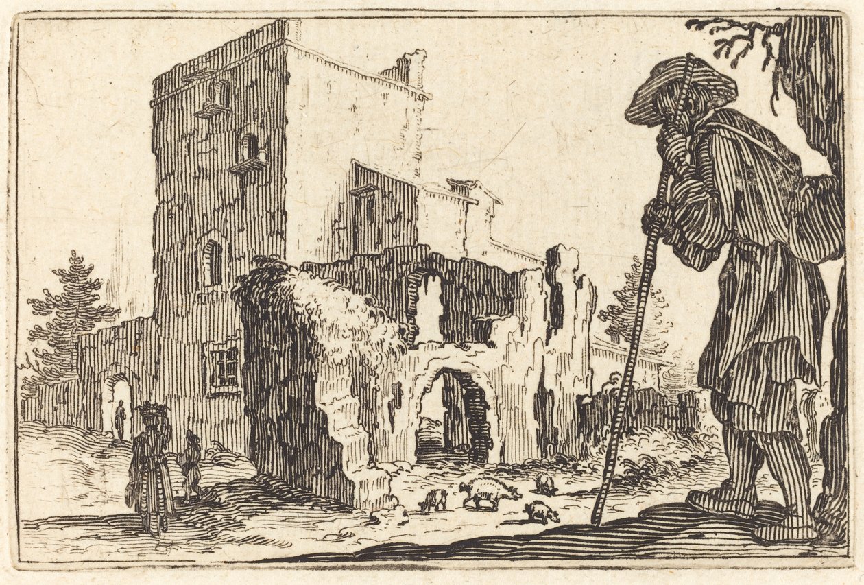 Shepherd and Ruins by Jacques Callot