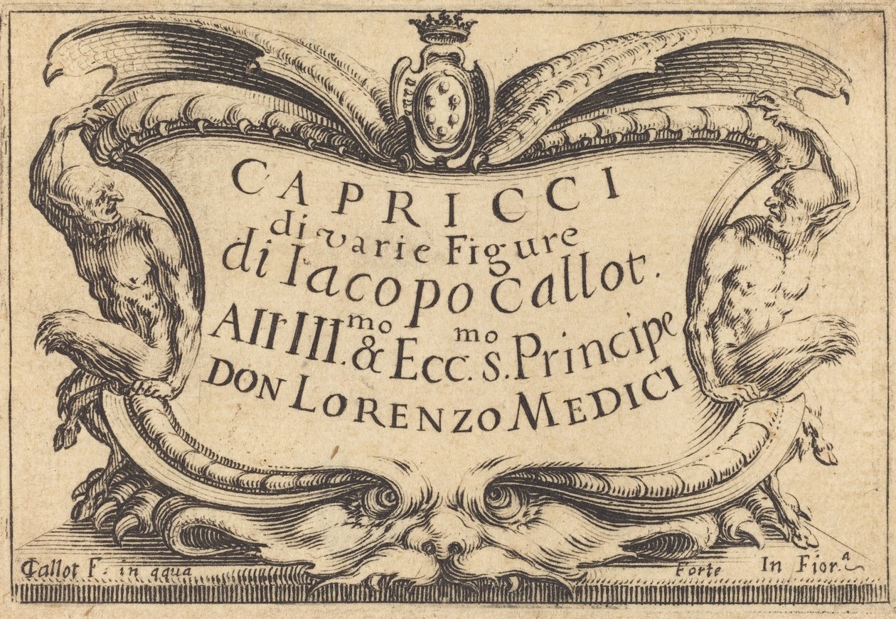 Title Page for "The Capricci" by Jacques Callot