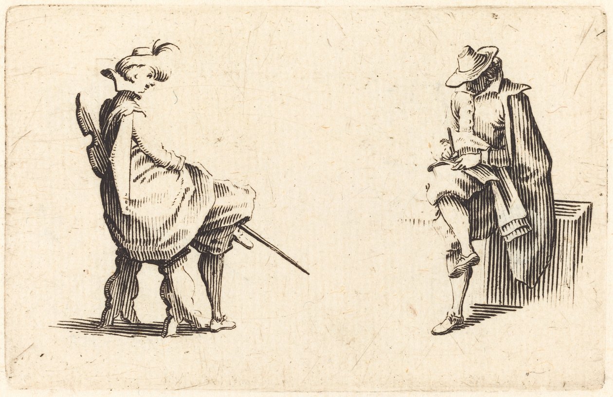 Two Seated Figures by Jacques Callot